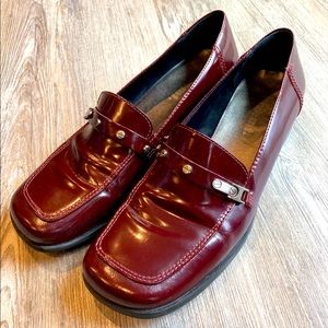 Dark Cherry Semi-patent Leather Loafers Size 8